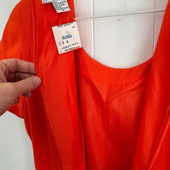 NWT Kathy Che orange fully lined dress with beautiful front pleating size 8 - Picture 6 of 12